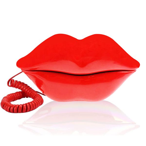 Téléphones lèvres Téléphone mignon Red Mouth Shape Téléphone Téléphone Cordond Téléphones pour la maison et la décoration de bureau Rose Rose Role Téléphone Cadeau 230812