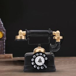 Teléfonos Vintage Retro Modelo de teléfono antiguo con cable Teléfono fijo Adornos Decoración de escritorio de la habitación del hogar 231215
