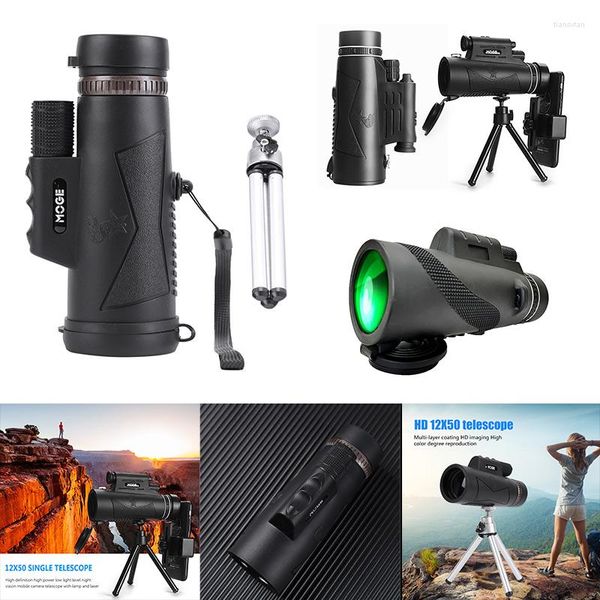 Telescopio 12x5 0/80x100 HD Monocular Zoom trípode portátil visión diurna/nocturna Camping teléfono móvil Clip al aire libre