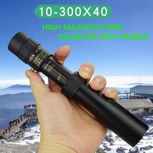 Télescope Jumelles 10-300X40 Puissant Monoculaire Mini HD Portable BAK4 Prismes Pour La Chasse Camping Avec Support De Téléphone Portable