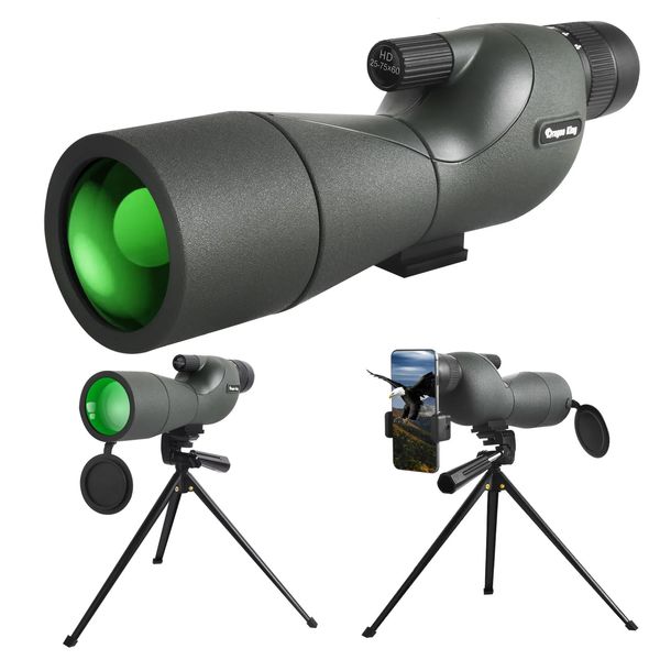 Jumelles de télescope 2575x60 longue-vue Zoom puissant monoculaire FMC BAK4 étanche pour l'observation des oiseaux cible piqûre avec trépied 231117