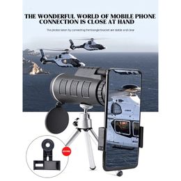 Télescope Jumelles 40X60 HD Télescope Professionnel Monoculaire Nuit Puissant Jumelles Étanche Mini Poche Zoom avec Smartphone Chasse Camping 230613