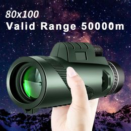 Telescopio Binoculares 80x100 HD ZOOM Potente Monocular Portátil De Largo Alcance Caza Camping Con Trípode Clip Para Teléfono 230824