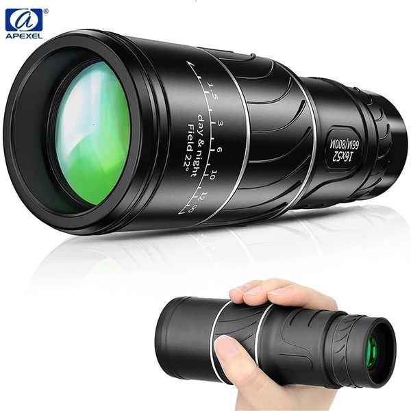 Telescopio Binoculares APEXEL 16x52 HD Monocular portátil Enfoque dual 668000M Óptica Zoom Bak4 Prisma Alcance compacto para adultos Niños Camping 221116