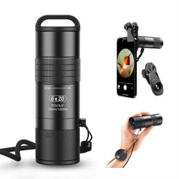 Télescope Jumelles APEXEL 6X20 HD Téscope Monoculaire avec Adaptateur Smartphone Léger BAK-4 Prisme FMC ns pour Chasse Camping Randonnée Voyage HKD230627