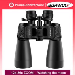 Jumelles de télescope Borwolf 12-36X60 Jumelles BAK4 Prism FMC Optical ns High Power Hunting Birdwatching Light night vision tescope HKD230627