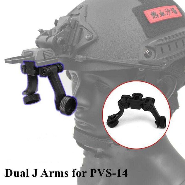 Jumelles de télescope Dual J Arms PVS-14 Night Vision Goggs Lunettes Nylon Adjustab Detachab Capatib avec L4G24 L4G19 NS39 AKA2 Support de casque HKD230627