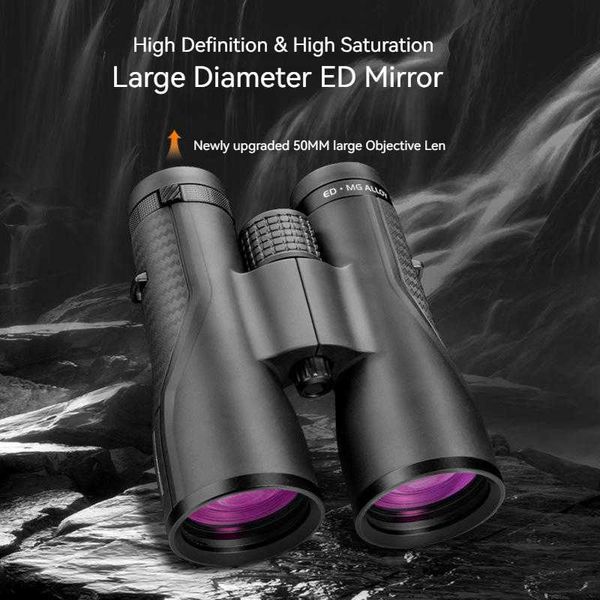 Binoculares telescópicos ED 12x50 Binoculares IPX7 Impermeable Super-Multi Recubrimiento Binocular Fase recubierta Bak4 Prisma Óptica Tescopio de alta potencia HKD230627