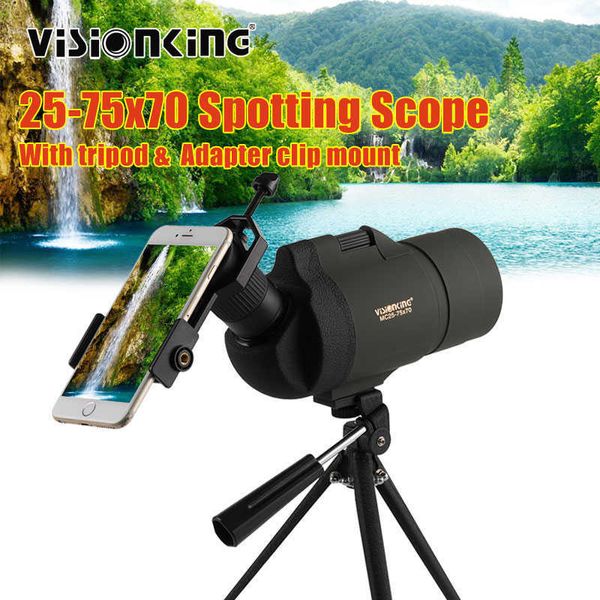 Télescope Jumelles Visionking 25-75x70 Longue-Vue Zoom Professionnel Chasse Ornithologie Monoculaire Téscope Avec Support De Téléphone Camping Fournitures HKD230627