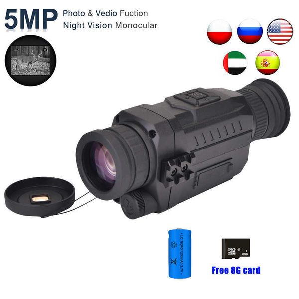 Jumelles de télescope WG535 Monoculaires de vision nocturne de chasse 200m Full Black IR Infraded Night Vision Optical avec 8X Digital Zoom Photo Video Recorder HKD230627