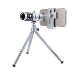 Lente de la cámara del telescopio Zoom óptico 12X Sin esquinas oscuras Trípode del telescopio del teléfono móvil para iPhone 6 7 Samsung teléfono inteligente telepo 1400802