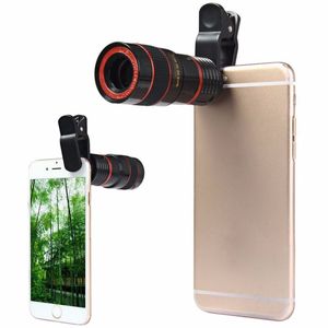 Telescopio lente 8x zoom cámaras ópticas unniversal telequina con clip para iPhone Samsung HTC Sony LG Teléfono celular inteligente móvil