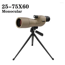 Telescopio potente 25-75x60 mm Monocular Avierte Mantinging Moting Sport Spyglass Bak4 Prism HD Binoculars para caza