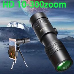 Télescopes Télescope monoculaire haute définition 10-300x40 avec support pour téléphone pour l'observation des oiseaux chasse Camping voyage monoculaire Zoom puissant YQ240124