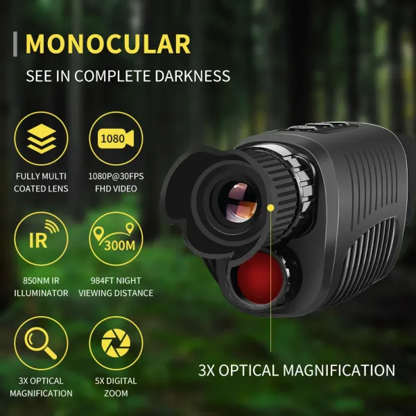 Télescopes 1080p HD R7 Dispositif de vision nocturne monoculaire infrarouge 5x Télescope de chasse au zoom numérique