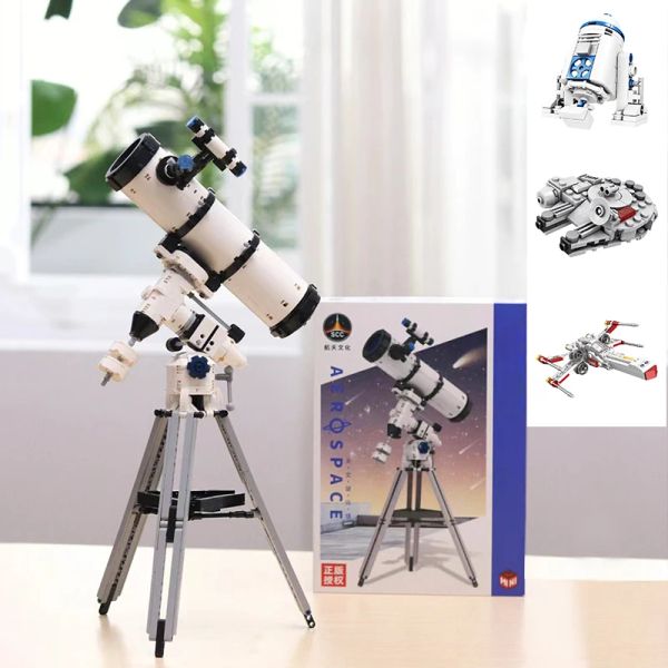 Télescopes 751pcs Idées créatives Télescope Astronomical Blocaux Blocs Série Space Modèle de robot avion