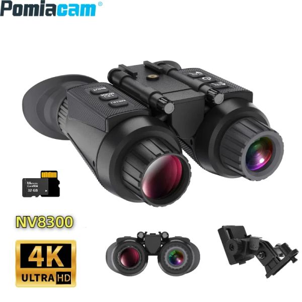 Télescopes Télescopes à tête montée NV8300 Binoculars Vision nocturne pour la chasse 36 MP Binoculaires Télescope 8x Zoom numérique 300m Infrarouge pour la chasse