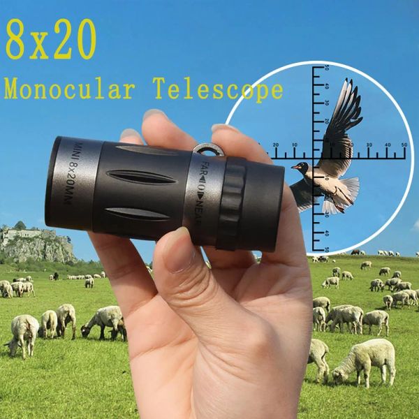 Télescopes Mini poche multipurpose 8x20 Monoculars Télescope croisé à échelle optique haute définition pour la chasse à la chasse à Hicking