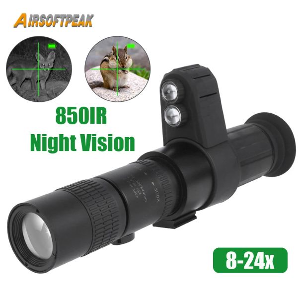 Telescopios Visión nocturna Alcance óptico Aiming Crosshair HD Telescopio monocular con iluminador infrarrojo para la caza de día/noche al aire libre