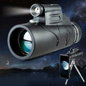 Telescopios Potente telescopio monocular 50X60 HD Zoom de largo alcance con trípode Clip para teléfono para caza al aire libre Camping Turismo YQ240124