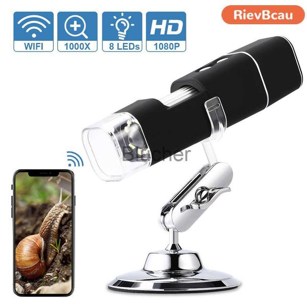 Telescopios RIEVBCAU Microscopio digital inalámbrico 1000X WiFi Lupa de mano 1080P Cámara HD Microscopio profesional para reparación de teléfonos celulares x0727