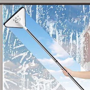 Fregonas planas telescópicas para lavar ventanas Cepillo de limpieza de ventanas de doble cara Limpiador de vidrio multifunción Productos de limpieza para el hogar 211215
