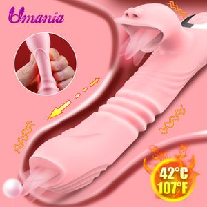 Gode vibrateur télescopique à lécher la langue, stimulateur de Clitoris Oral, Masturbation féminine, jouets érotiques et sexy pour femmes adultes