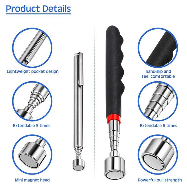 Télescopic Magnetic Pen extensible Pickup Rodup Stick avec léger mini-aimant portable outil de ramasse pour ramasser les vis à écrou Bol