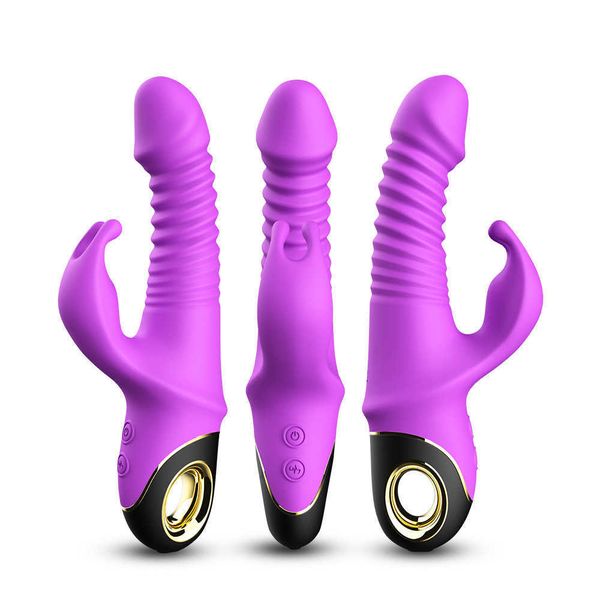 Cabeza de conejo mecedora telescópica, varilla vibratoria, succión magnética, carga, diversión para mujeres, juguetes sexuales para adultos, productos 231129