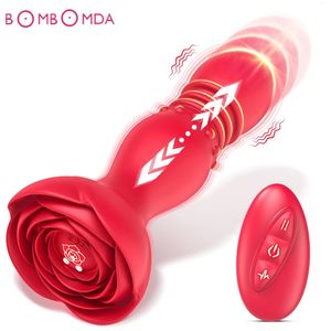 Telescopische Vibrerende Rose Butt Plug Anale Vibrator Draadloze Afstandsbediening Mannen Prostaat Massager Speeltjes voor Vrouwen Kont Anale Dildo 240105