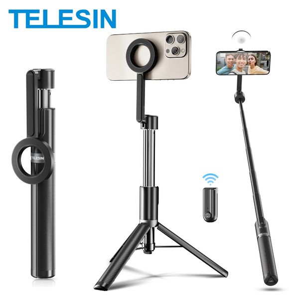 TELESIN Selfie Stick trépied avec support de téléphone portable à distance pour 14 13 12 Pro Max prise de vue verticale 240309