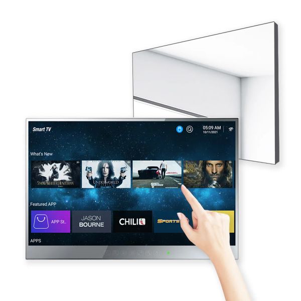 Télévision Soulaca 22 pouces Miroir à écran tactile intelligent salle de bain télévisée Utiliser une touche tactile étanche Monitor de douche à LED Spa miroir en fuite