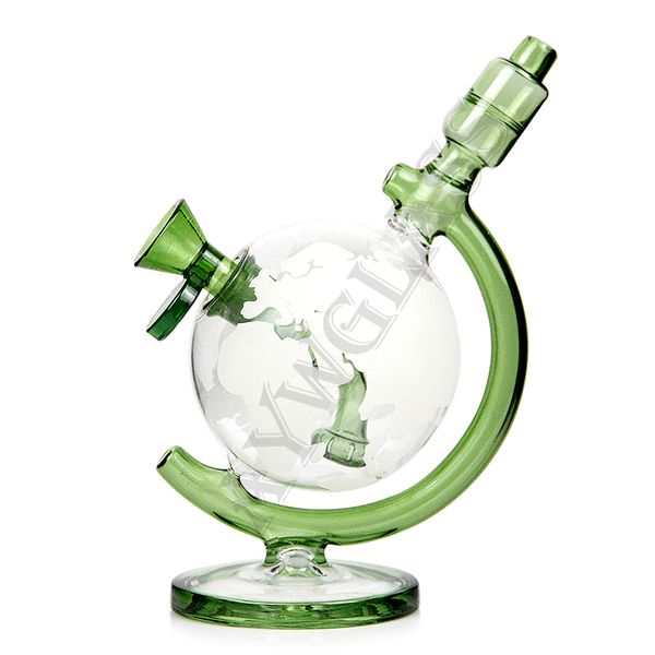 Tellurion bong 7 '' hookah vidrio luminoso bong pipa de agua para fumar resplandor verde en la oscuridad 14.4mm hembra reciclador dab rig