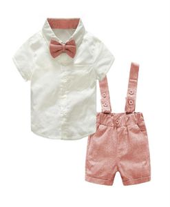 Tem Doger bébé garçon vêtements ensemble nouvel été infantile garçons vêtements cravate chemises salopette 2 pièces tenue ensembles Bebes messieurs costume Y200807223525847