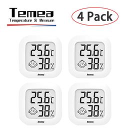 Temea 4 Pack Mini Thermomètre Numérique Intérieur Hygromètre Ensemble Jauge D'humidité De La Chambre Mètre Affichage LCD Capteur De Température
