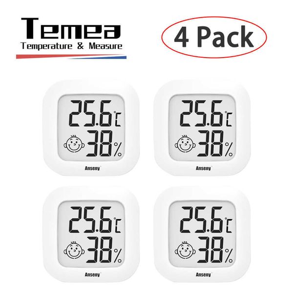 Temea 4 Pack Mini Thermomètre Numérique Intérieur Hygromètre Ensemble Jauge D'humidité De La Chambre Mètre Affichage LCD Capteur De Température