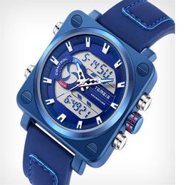 TEMEIS carré multifonctionnel électronique hommes montres haute dureté minéraux verre trempé montre LED chronomètre Timing2499