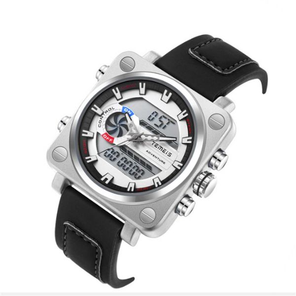 TEMEIS – montre électronique multifonctionnelle carrée pour hommes, montre LED haute définition, chronomètre, chronomètre, bracelet en cuir Durable, 229F