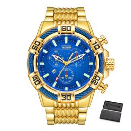 2021 Temeite Top Brand Luxury Golden Hombres Relojes de cuarzo deportes Reloj deportivo Hombres Impermeable Militar Male Oro Reloj de pulsera Relogio Masculino