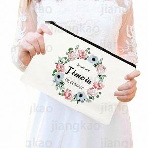 Temoin Fr Français Imprimé Femmes Maquillage Sac Demoiselle D'honneur Cosmétique Voyage Articles De Toilette Organisateur Cadeaux De Mariage pour Witn d9b3 #