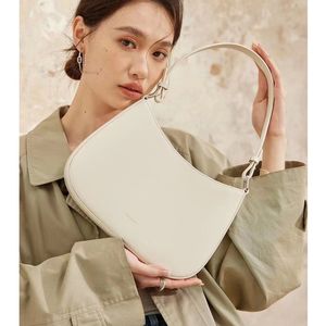 Temperament Bag Sac à bandoulière en Cuir véritable pour Femme 2023 Haut de Gamme, Design Exquis et Unique, Sac à bandoulière Simple en Cuir de Vachette Blanc