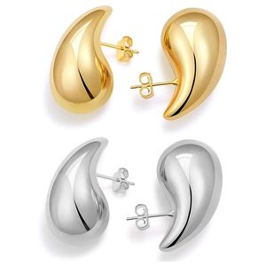 Boucles d'oreilles créoles épaisses en or pour femmes, créoles ouvertes creuses légères en forme de goutte d'eau, boucles d'oreilles plaquées or hypoallergéniques, bijoux tendance pour femmes et filles