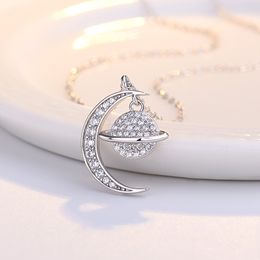 Temperament groothandel trui ketting persoonlijkheid Dream Planet Universe Pendant S Sterling Silver Star Moon ketting