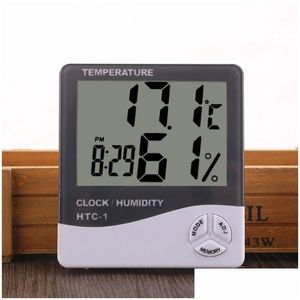 Instrumentos de temperatura Digital Lcd Medidor de humedad Termómetro con reloj Calendario Alarma Higrómetro alimentado por batería Hogar Precis Dhi1F