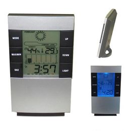 Temperatuurinstrumenten Digitale draadloze LCD -thermometer Hygrometer Elektronische indoor vochtigheid Meter Klok weerstation Drop Deli Dhzeu