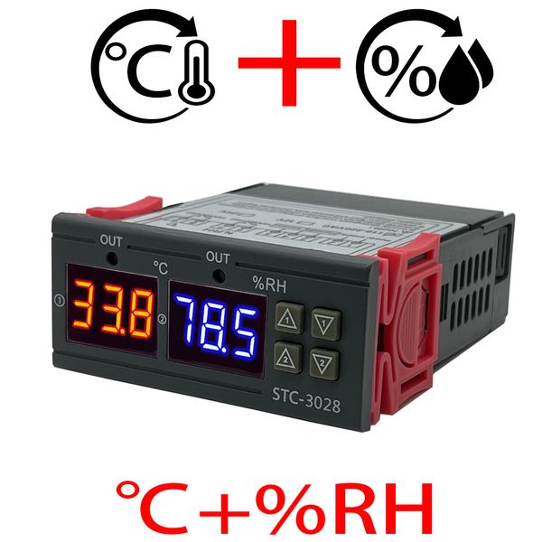 Instrumentos de temperatura Termostato digital dual Control de temperatura y humedad STC-3028 Termómetro Higrómetro Controlador de incubadora AC 220V DC 12V 24V 230809