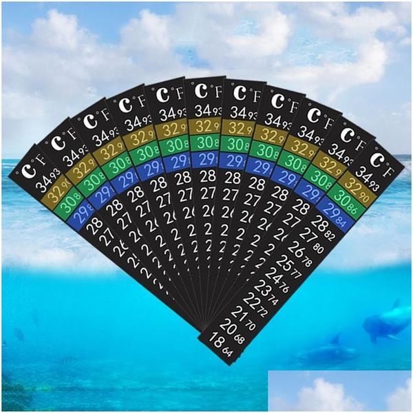 Instrumentos de temperatura Escala dual Acuario Tanque de peces Termómetro líquido Etiqueta Stickon Fahrenheit Digital Lcd Tira adhesiva Stick Dhzzq