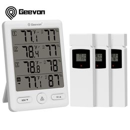 Temperatuurinstrumenten Geevon Indoor Outdoor Thermometer Draadloos Met 3 Externe Sensoren Digitale Hygrometer Indoor Thermometer Met 200FT/60M Bereik 230809