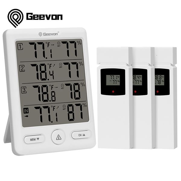 Instruments de température Geevon Thermomètre intérieur extérieur sans fil avec 3 capteurs à distance Hygromètre numérique Thermomètre intérieur avec portée 200FT/60M 230809