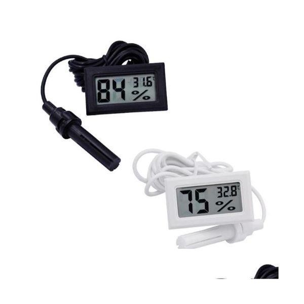 Instruments de température Mini thermomètre LCD numérique Hygromètre Humidimètre Sonde Blanc et noir En stock Sn2476 Drop Delivery O Dhjtu